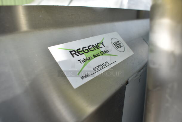 BRAND NEW SCRATCH AND DENT! Regency 600S31515 54" 16-Gauge Stainless Steel Three Compartment Commercial Sink with Galvanized Steel Legs and without Drainboards - 15" x 15" x 12" Bowls. No Legs.  - Image 7 of 7