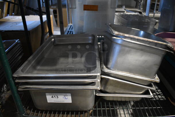 ALL ONE MONEY! Lot of 9 Various Stainless Steel Drop In Bins Including 1/1x2.5, 1/1x6, 1/2x6