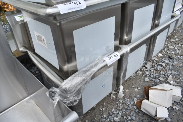 BRAND NEW SCRATCH AND DENT! Regency 600S31515 54" 16-Gauge Stainless Steel Three Compartment Commercial Sink with Galvanized Steel Legs and without Drainboards - 15" x 15" x 12" Bowls. No Legs.  - Image 2 of 7