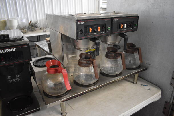 Bunn Stainless Steel Commercial Countertop 6 Burner Coffee Machine w/ 2 Metal Brew Baskets and 4 Coffee Pots. 30x20x21 - Image 2 of 6