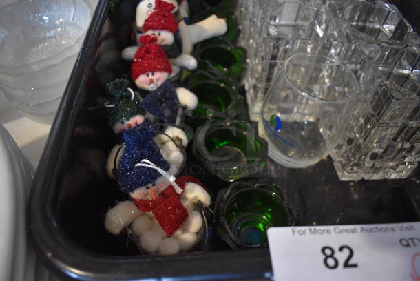 ALL ONE MONEY! Lot of Various Items Including Snowmen Decorations and Tea Light Holders in Black Bus Bin - Image 2 of 6