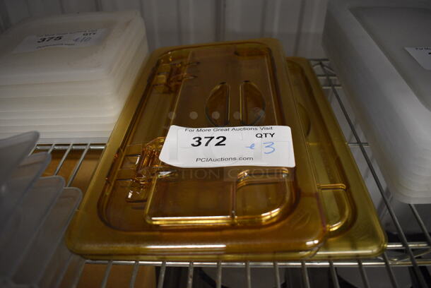 ALL ONE MONEY! Lot of 3 Amber Colored Poly 1/3 Size Drop In Bin Lids! - Image 1 of 2