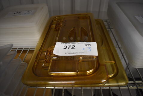ALL ONE MONEY! Lot of 3 Amber Colored Poly 1/3 Size Drop In Bin Lids!