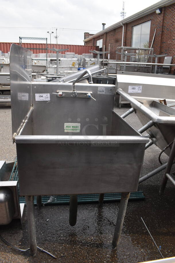 Commercial Stainless Steel 1 Bay Sink With Faucet And Side Splash - Image 1 of 5