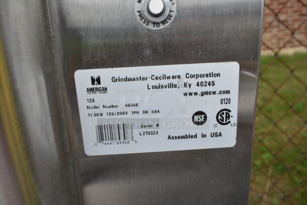 Grindmaster Cecilware A830E Stainless Steel Commercial Automatic Urn. No Lid. 120/208 Volts, 1 Phase.  - Image 2 of 2