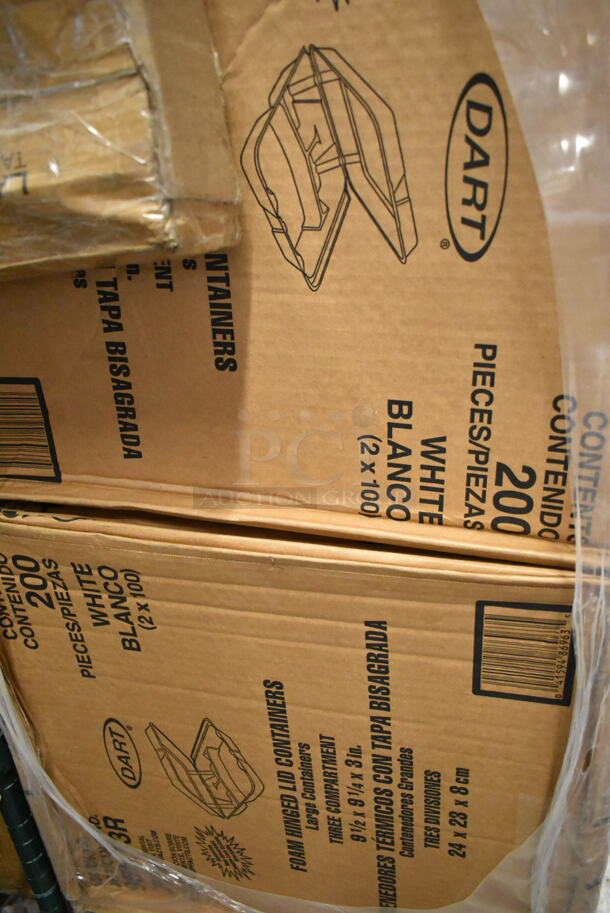 PALLET LOT of 32 BRAND NEW Boxes Including 612D3COMP Choice 8 1/2"x 6 3/8" 3-Compartment Oblong Foil Take-Out Container with Board Lid - 250/Case, 795PTOKFT3 Choice Kraft Microwavable Folded Paper #3 Take-Out Container 7 3/4" x 5 1/2" x 2 1/2" - 200/Case, 5008W Choice 8 oz. Tall White Poly Paper Hot Cup - 1000/Case, 2 Box Dart Foam Hinged Lid Containers, 164TBHRDWR8 Lancaster Table & Seating 12 Piece Floor Glide and Screw Table Base Hardware Kit, 5012433M1 Lavex Li'l Herc 12-16 Gallon 0.9 Mil 24" x 32" Low Density Medium-Duty Black Can Liner / Trash Bag - 250/Case, 394385L Noble Products White Powder-Free Disposable Latex Gloves for Foodservice - Large - 1000/Case, 760PCC05W Choice 5 oz. White Poly Paper Cold Cup - 3000/Case, 126MF883B3C Ecopax 8" x 8" 3-Compartment Microwaveable Black Mineral-Filled Plastic Hinged Take-Out Container - 150/Case. 32 Times Your Bid! - Image 4 of 10