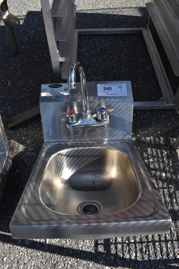 Krowne Stainless Steel Commercial Single Bay Sink w/ Faucet and Handles. 13x18x20