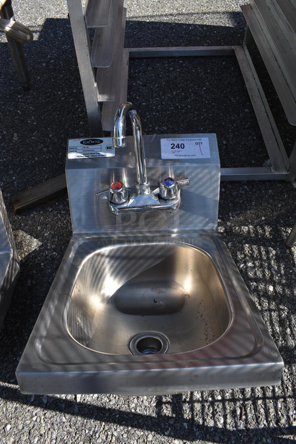 Krowne Stainless Steel Commercial Single Bay Sink w/ Faucet and Handles. 13x18x20 - Image 1 of 6