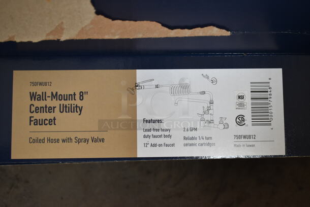 3 BRAND NEW SCRATCH AND DENT! Waterloo 750FWU812 2.6 GPM Wall-Mounted Pet Grooming / Utility Faucet with 8" Centers, 9' Coiled Hose, and 12" Add-On Faucet. 3 Times Your Bid! - Image 6 of 6