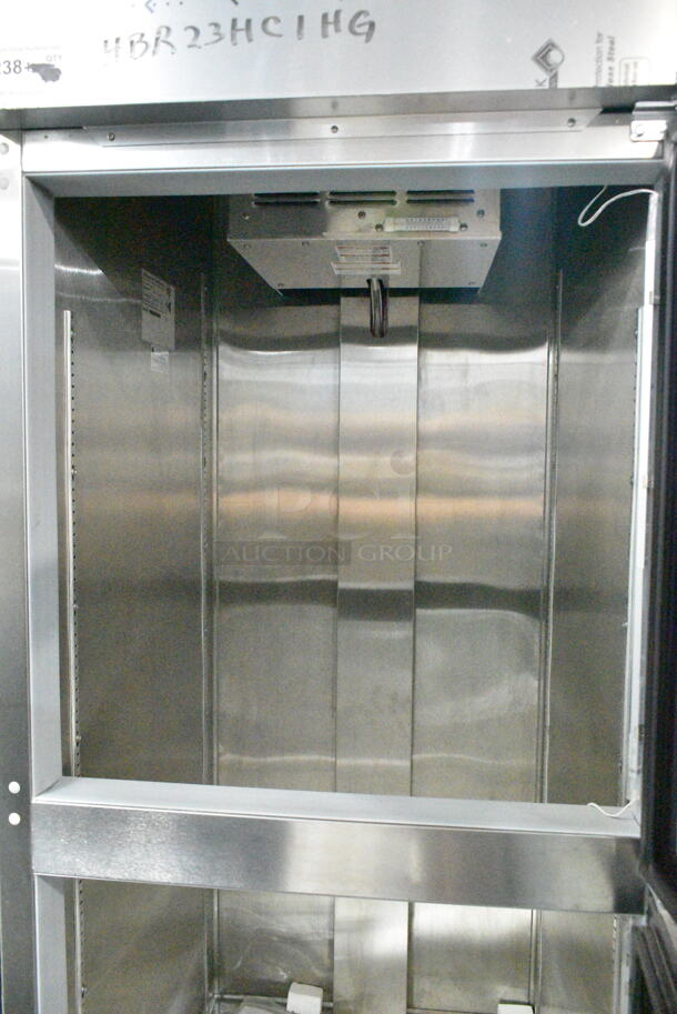 BRAND NEW SCRATCH AND DENT! Beverage Air HBR23HC-1-HG-003 Stainless Steel Commercial 2 Half Size Door Reach In Cooler Merchandiser on Commercial Casters. 115 Volts, 1 Phase. Tested and Working! - Image 7 of 8