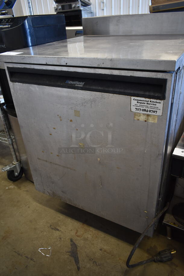 Delfield 402 Stainless Steel Commercial Single Door Work Top Cooler w/ Back Splash on Commercial Casters. 115 Volts, 1 Phase. Tested and Working! - Image 3 of 5