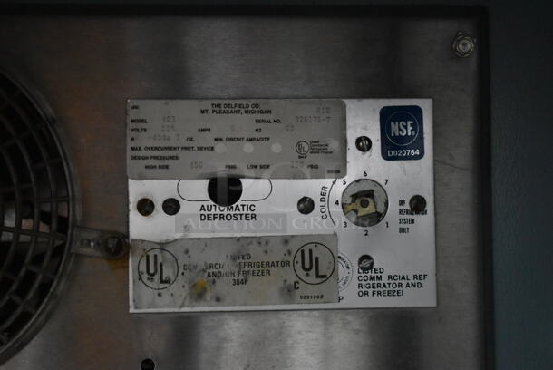 Delfield 402 Stainless Steel Commercial Single Door Work Top Cooler w/ Back Splash on Commercial Casters. 115 Volts, 1 Phase. Tested and Working! - Image 5 of 5