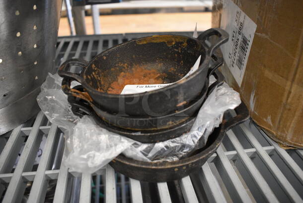 5 Cast Iron Skillets. 6.5x5x2, 8x6x2.5. 5 Times Your Bid! - Image 1 of 3
