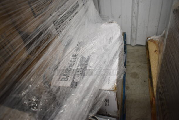 PALLET LOT of 25 BRAND NEW Boxes Including 43205800 Choice White Linen-Feel 1/8 Fold Dinner Napkin - 800/Case, Dart 10PWCR Concorde 10 1/4" White Non-Laminated Round Foam Plate - 500/Case, 3 Box 128HD16COMBO ChoiceHD 16 oz. Microwavable Translucent Plastic Deli Container and Lid Combo Pack - 240/Case, Solo X8-J8002 Trophy Plus 8 oz. Symphony Foam Cup - 1000/Case, 347RS Choice 1 oz. Clear Plastic Shot Glass - 2500/Case, Dart 10J10 10 oz. White Customizable Foam Cup - 1000/Case, Lavex 257UB1648 16" x 48" Heavy-Duty Steel U-Boat Utility Cart - 2000 lb. Capacity, Barbecue Bags. 25 Times Your Bid! - Image 12 of 12