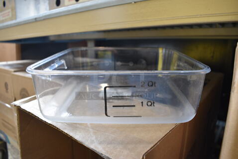 12 BRAND NEW IN BOX! Rubbermaid Clear Poly 2 Quart Containers. 8.5x9x2.5. 12 Times Your Bid!