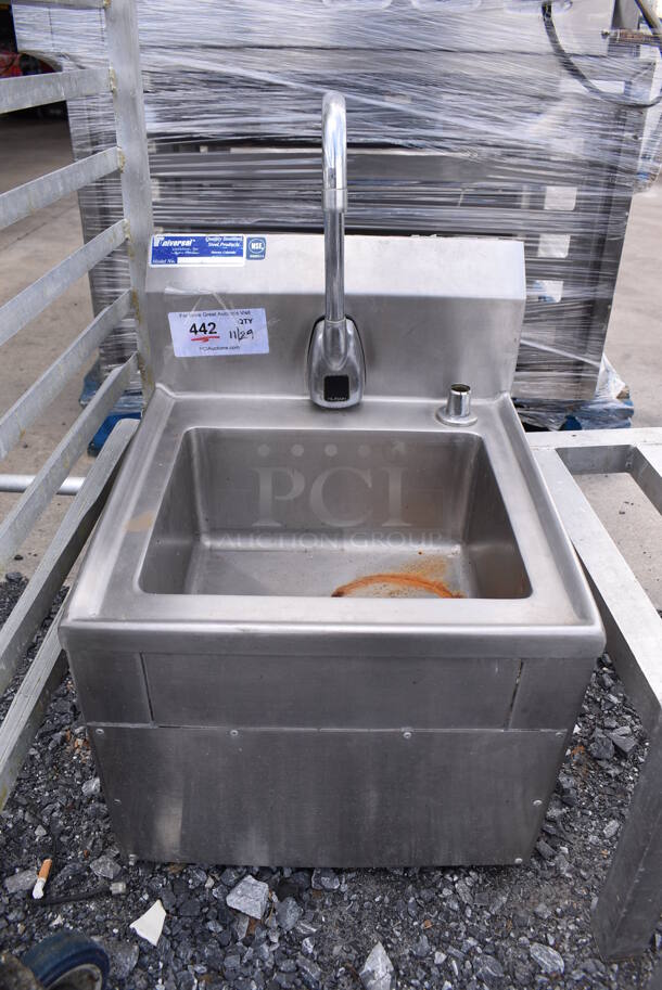 Universal Stainless Steel Commercial Single Bay Sink w/ Faucet. 15.5x16.5x25