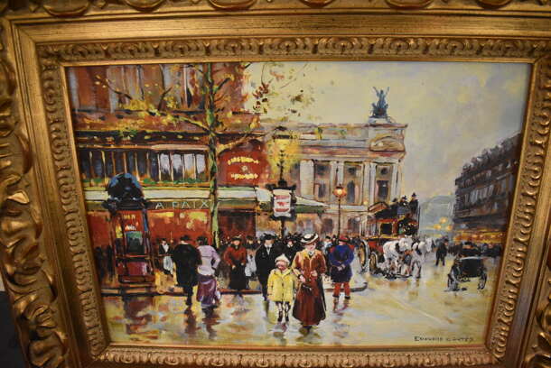 Framed Canvas Painting Reproduction of Cafe De La Paix Opera by Eduard Cortes From Art Dealer Ed Mero! - Image 4 of 7