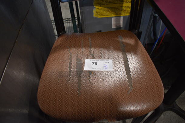 3 Wooden Dining Chairs w/ Woven Brown Seat. 16x18x32. 3 Times Your Bid! - Image 3 of 3