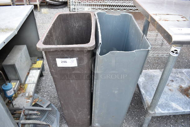 2 Poly Slim Jim Trash Cans. 11x20x30. 2 Times Your Bid!