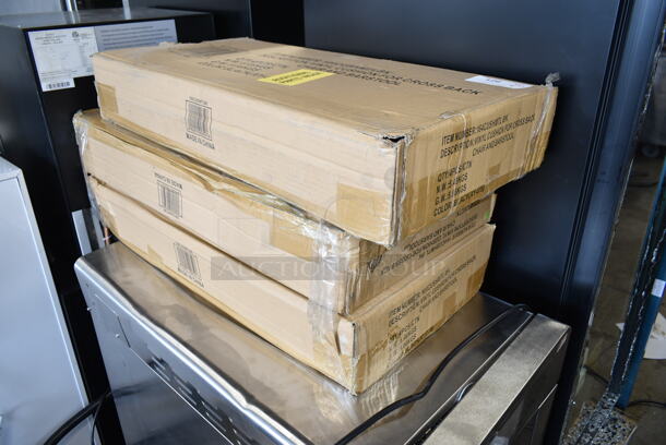 3 Boxes of 4 BRAND NEW SCRATCH AND DENT! Lancaster Table & Seating 164CUSHMTLBK 2 1/2" Black Vinyl Padded Seat for Metal Frame Seating. 3 Times Your Bid!  - Image 2 of 5