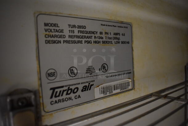 Turbo Air TUR-28SD Stainless Steel Commercial Single Door Undercounter Cooler on Commercial Casters. 115 Volts, 1 Phase. 27.5x30x37. Tested and Powers On But Does Not Get Cold - Image 5 of 5