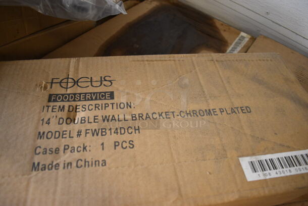 ALL ONE MONEY! Lot of 4 BRAND NEW IN BOX! Focus Chrome Finish Double Wall Bracket. 15x3x7 - Image 3 of 3