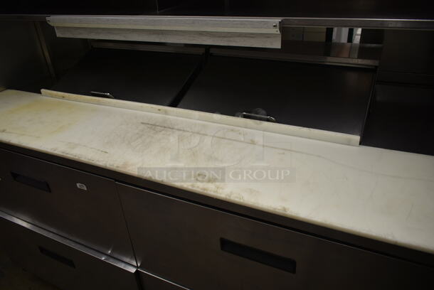 2011 Delfield UCD4464N-12-DD5 Stainless Steel Commercial Sandwich Salad Prep Table Bain Marie Mega Top w/ 4 Drawers and Over Shelf. 115 Volts, 1 Phase. Tested and Working! - Image 3 of 8