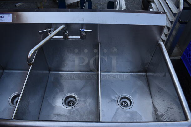 Stainless Steel Commercial 3 Bay Sink w/ Faucet and Handles. 50x25x41. Bays 16x21x13 - Image 3 of 5