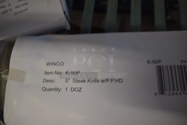 2 Boxes of 12 BRAND NEW! Winco K-50P Stainless Steel Steak Knives. 9". 2 Times Your Bid! - Image 3 of 3