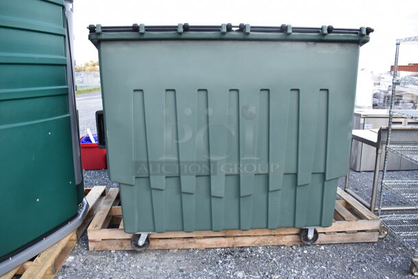 BRAND NEW SCRATCH AND DENT! Toter FR040-00940 4 Cubic Yd. Green Front End Loading Mobile Trash Container / Dumpster w/ 2000 lb. Capacity on Commercial Casters. 87x56x68 - Image 8 of 8