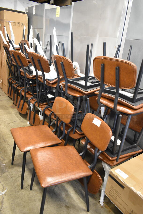 35 BRAND NEW SCRATCH AND DENT! Lancaster Table & Seating 164CMCMBFR Dining Height Chair w/ Brown Cushions. 35 Times Your Bid!  - Image 1 of 7