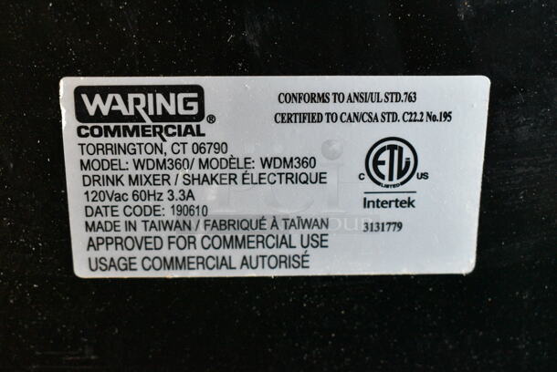 Waring WDM360 Metal Commercial Countertop 3 Head Drink Mixer. 120 Volts, 1 Phase. Tested and Working!  - Image 4 of 4