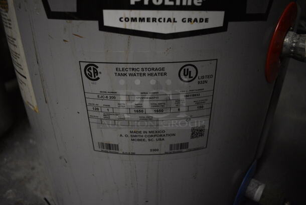 AO Smith EJC-6 200 Metal Electric Storage Tank Water Heater. 14x14x15. (kitchen) - Image 2 of 4