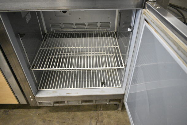 Stainless Steel Commercial Counter w/ Beverage Air UCR27A-23 Single Door Undercounter Cooler on Commercial Casters. 115 Volts, 1 Phase. Tested and Powers On But Does Not Get Cold - Image 4 of 9