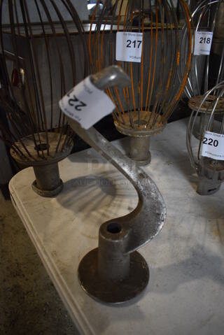 Metal Commercial Dough Hook Attachment for Hobart Mixer. 6x6x13