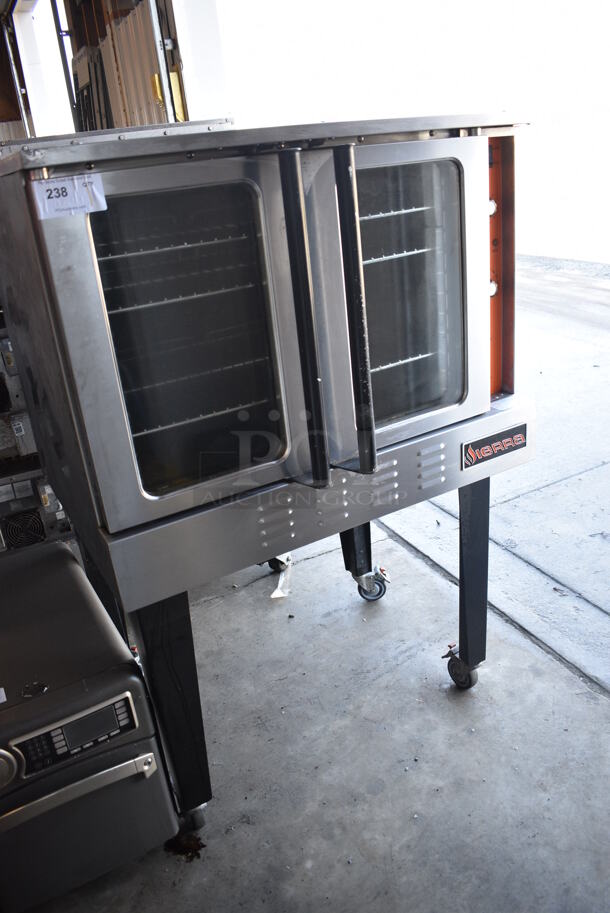 Sierra Stainless Steel Commercial Natural Gas Powered Full Size Convection Oven w/ View Through Doors, Metal Oven Racks and Thermostatic Controls on Metal Legs w/ Commercial Casters. 38x33x58.5 - Image 3 of 10