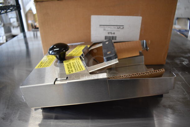 BRAND NEW IN BOX! Prince Castle 970-A Stainless Steel Commercial Bagel Saber Slicer. 8x12x6