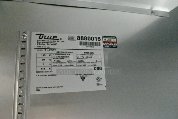 2016 True T-23DT Stainless Steel Commercial 2 Half Size Door Reach In Cooler and Freezer on Commercial Casters. 115 Volts, 1 Phase. Tested and Working! - Image 11 of 11