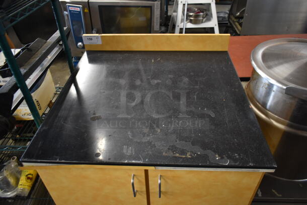 Wood Pattern Counter w/ Back Splash and 2 Doors.  - Image 2 of 5