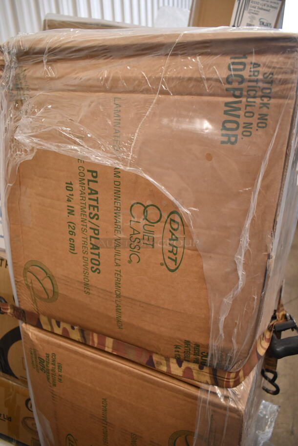 PALLET LOT of 29 BRAND NEW Boxes Including Enjay Gold Embossed Rounds, Lavex Natural Hardwound Roll Towels, 2 Box Silver Visions Cutlery, 612FFL1230 Choice Foil Steam Table Pan Lid - Full Size - 50/Case, 2 Box 500TW10 Choice 10 oz. Translucent Thin Wall Plastic Cold Cup - 2500/Case, 2 Box Dart 10CPWQR Quiet Classic 10 1/4" 3 Compartment White Laminated Round Foam Plate - 500/Case, 3052116 Plastic Kids Cup with Reusable Lid and Curly Straw - 250/Case, 394360M Noble Products Powdered Disposable Vinyl Gloves for Foodservice - 1000/Case, Choice 1 oz Portion Cups, 500CC9 Choice 9 oz. Clear PET Customizable Plastic Squat Cold Cup - 1000/Case, 760SOUP6WPL Choice 6 oz. White Double Poly-Coated Paper Food Cup with Vented Plastic Lid - 250/Case, 795KFTL32RPE Choice 16-32 oz. Round PET Take-Out Lid - 300/Case. 29 Times Your Bid!  - Image 8 of 12