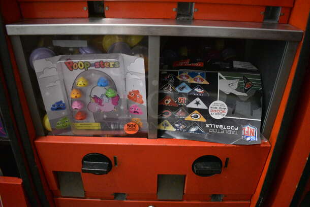 Red Floor Style 5 Compartment Toy Vending Machine w/ Ice Bucket of Extra Items. 22x23x27 - Image 5 of 5
