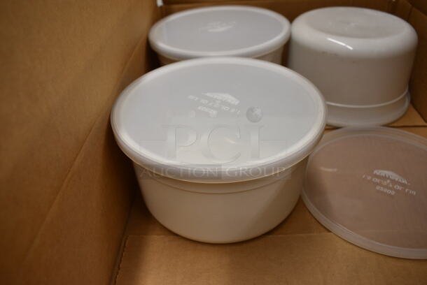 ALL ONE MONEY! Lot of 3 BRAND NEW IN BOX! Vollrath White Poly Bins w/ 4 Lids. 7x7x4 - Image 2 of 4