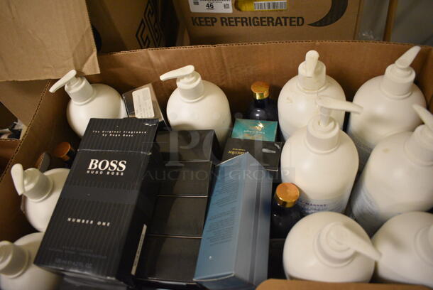 ALL ONE MONEY! Beauty Pallet Lot of Various Items Including Sharper Imagine Cologne, Beauty Supplies, Joan Rivers Fill-in Powder, MAX Cosmetics, Hairspray, Hugo Boss Cologne, Shampoo and Conditioner, and Body Scrub - Image 11 of 12