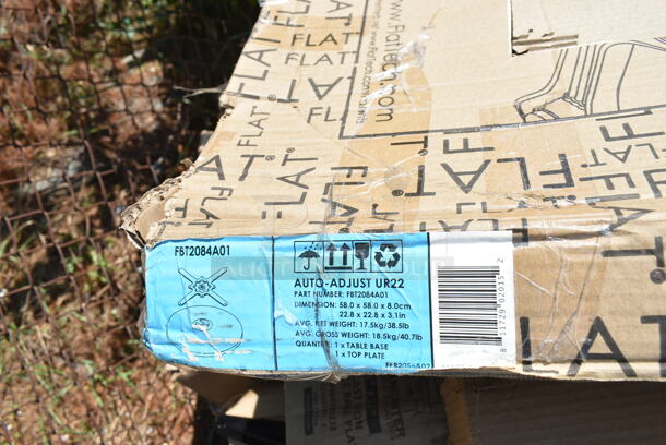PALLET LOT of 12 BRAND NEW SCRATCH AND DENT! Items Including Flat FBT2084A01 Auto Adjust UR22 Table Base Parts, 164TB5222 Lancaster Table & Seating 5" x 22" Straight Cast Iron Table Base Plate, 164TCOLROD25 Lancaster Table & Seating 25 3/16" Standard Height Table Base Column and Rod, 164TS1000 Lancaster Table & Seating 10" Cast Iron Table Base Spider, 164TCOLRD437 Lancaster Table & Seating 37 1/2" x 4" Bar Height Table Base Column and Rod. 12 Times Your Bid!  - Image 2 of 12