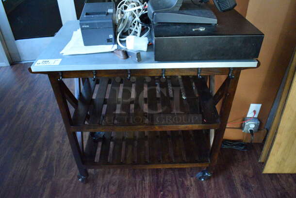 Wooden Cart on Casters. Does Not Include Contents. 39x22x36. (lounge) - Image 1 of 4