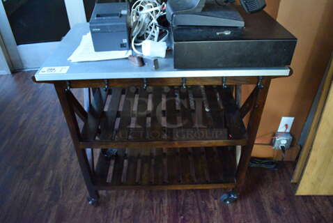 Wooden Cart on Casters. Does Not Include Contents. 39x22x36. (lounge)