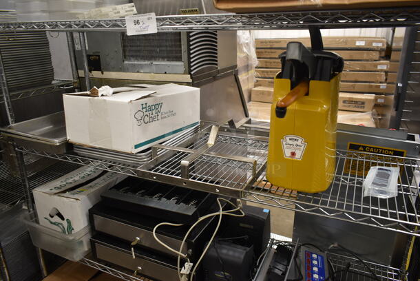 ALL ONE MONEY! Two Tier Lot of Various Items Including Poly Drop In Bins and Rack - Image 2 of 4