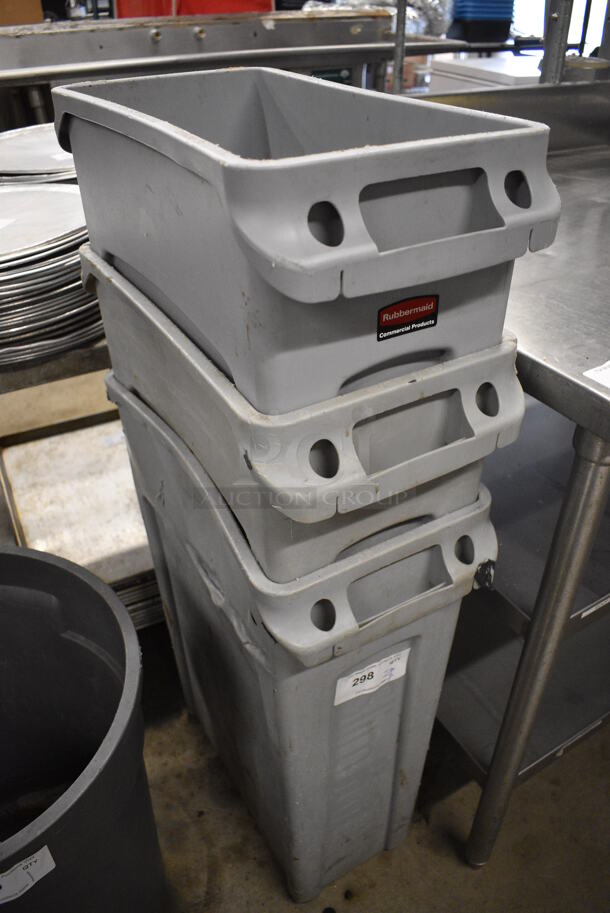3 Rubbermaid Gray Poly Slim Jim Trash Cans. 11x20x30. 3 Times Your Bid! - Image 2 of 3