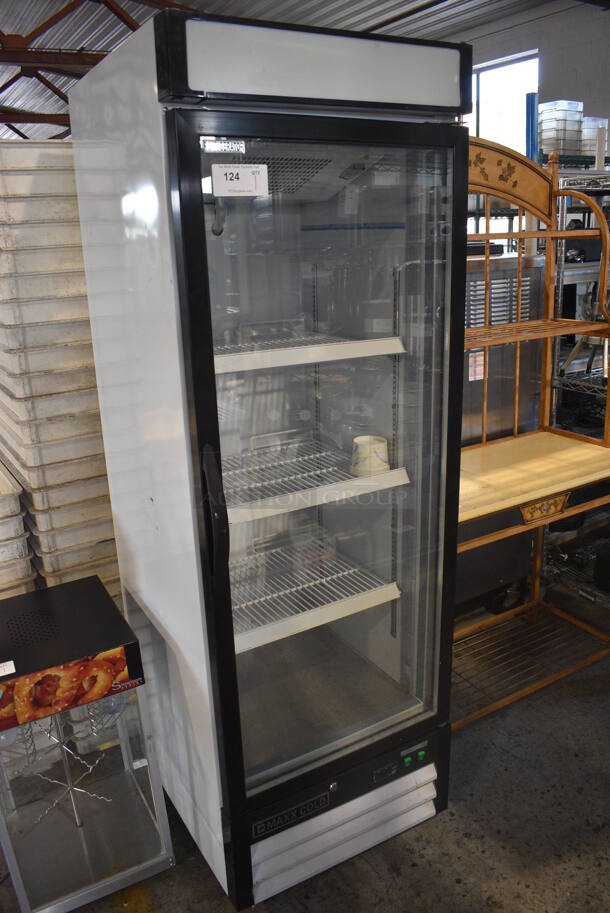 Maxx Cold Model MXM1-16R Metal Commercial Single Door Reach In Cooler Merchandiser w/ Poly Coated Racks on Commercial Casters. 115 Volts, 1 Phase. 24.5x26x75. Tested and Working!