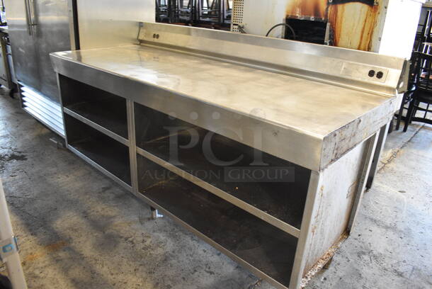 Stainless Steel Commercial Table w/ Back Splash and Under Shelves. 78x31.5x43